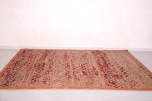 Vintage Old Moroccan Straw Wool leather Rug ( 6 FT X 9.9 FT )