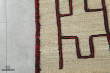Custom Moroccan Hssira Rug - Handmade Palm Leaf Mat with Red and Black Wool Design
