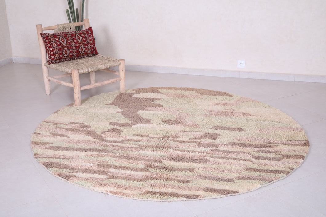 Custom handmade round Moroccan rug - Unique textured carpet
