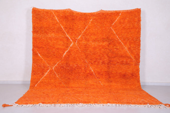 Vibrant Orange Diamond Berber Rug - Handmade Moroccan Wool Carpet