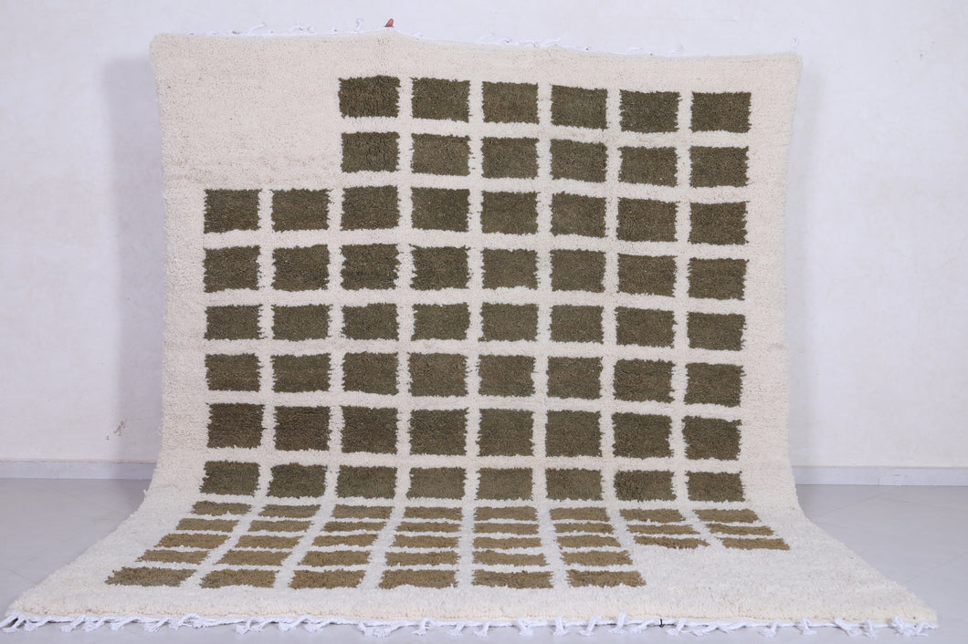 Contemporary rug - Green and Beige Checkered rug - Azilal rug