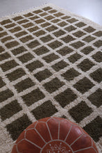 Contemporary rug - Green and Beige Checkered rug - Azilal rug