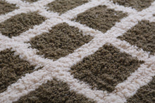 Contemporary rug - Green and Beige Checkered rug - Azilal rug
