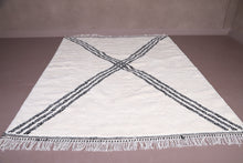 Custom white Moroccan rug - Classic black geometric X pattern - Handcrafted