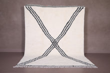 Custom white Moroccan rug - Classic black geometric X pattern - Handcrafted