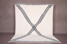 Custom white Moroccan rug - Classic black geometric X pattern - Handcrafted