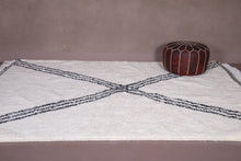 Custom white Moroccan rug - Classic black geometric X pattern - Handcrafted