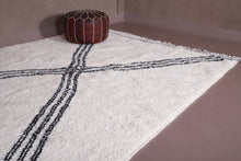 Custom white Moroccan rug - Classic black geometric X pattern - Handcrafted