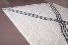 Custom white Moroccan rug - Classic black geometric X pattern - Handcrafted