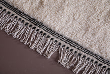 Custom white Moroccan rug - Classic black geometric X pattern - Handcrafted