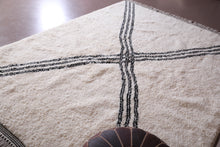 Custom white Moroccan rug - Classic black geometric X pattern - Handcrafted