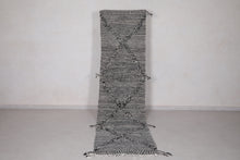 Black and cream runner rug - Custom handwoven wool with diamond pattern