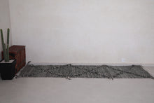 Black and cream runner rug - Custom handwoven wool with diamond pattern