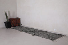 Black and cream runner rug - Custom handwoven wool with diamond pattern