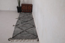 Black and cream runner rug - Custom handwoven wool with diamond pattern