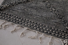 Black and cream runner rug - Custom handwoven wool with diamond pattern
