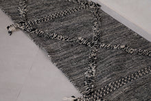 Black and cream runner rug - Custom handwoven wool with diamond pattern
