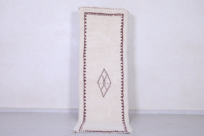 Cream Moroccan runner rug with brown pattern – Custom size