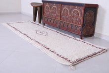 Cream Moroccan runner rug with brown pattern – Custom size