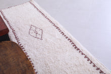 Cream Moroccan runner rug with brown pattern – Custom size