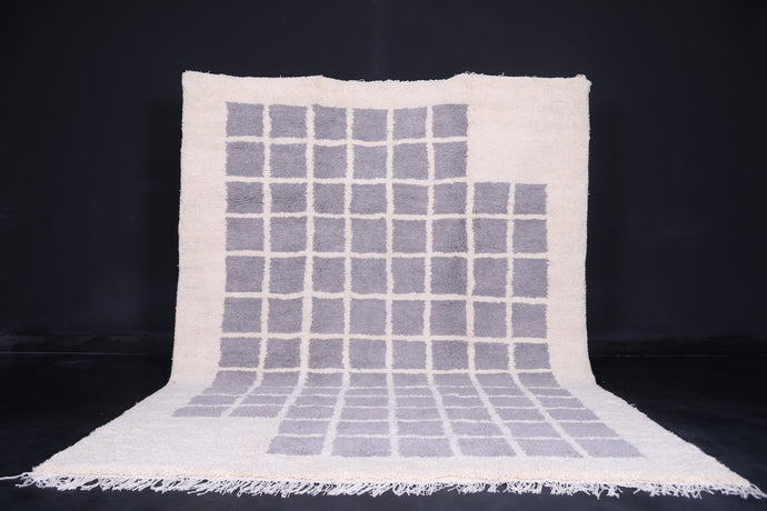 Handmade Moroccan Rug - Gray and White Checkered Custom Rug