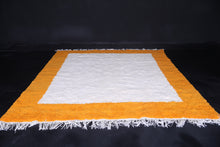 Yellow and White bordered rug - Custom Berber rug - Wool rug