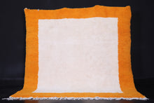 Yellow and White bordered rug - Custom Berber rug - Wool rug