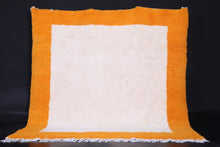Yellow and White bordered rug - Custom Berber rug - Wool rug