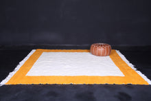 Yellow and White bordered rug - Custom Berber rug - Wool rug