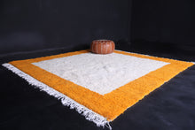 Yellow and White bordered rug - Custom Berber rug - Wool rug