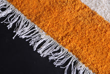 Yellow and White bordered rug - Custom Berber rug - Wool rug
