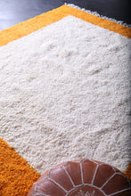 Yellow and White bordered rug - Custom Berber rug - Wool rug