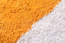 Yellow and White bordered rug - Custom Berber rug - Wool rug