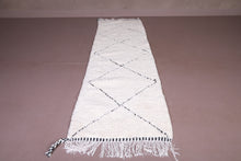 Custom Moroccan runner rug - Ivory wool with black diamonds