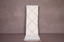 Custom Moroccan runner rug - Ivory wool with black diamonds