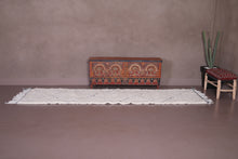 Custom Moroccan runner rug - Ivory wool with black diamonds