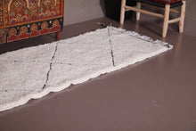 Custom Moroccan runner rug - Ivory wool with black diamonds