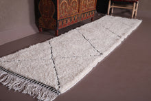 Custom Moroccan runner rug - Ivory wool with black diamonds