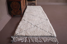 Custom Moroccan runner rug - Ivory wool with black diamonds