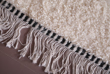 Custom Moroccan runner rug - Ivory wool with black diamonds