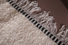 Custom Moroccan runner rug - Ivory wool with black diamonds