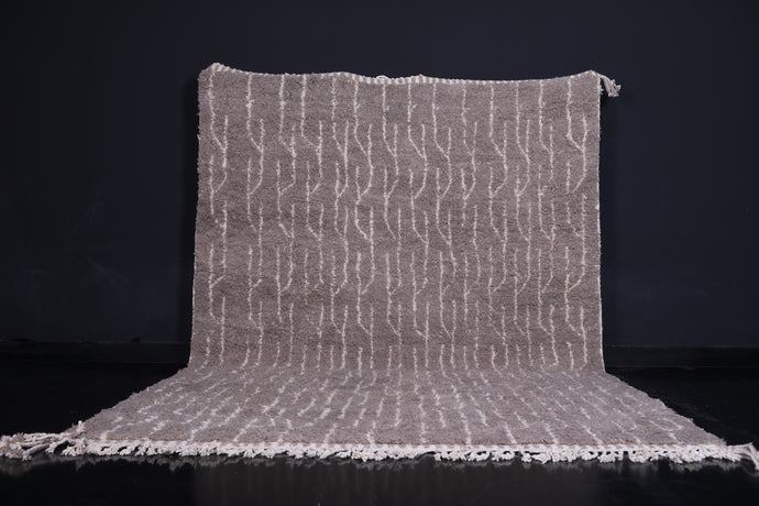 Custom Brown Berber Rug - Handmade Wool with White Details