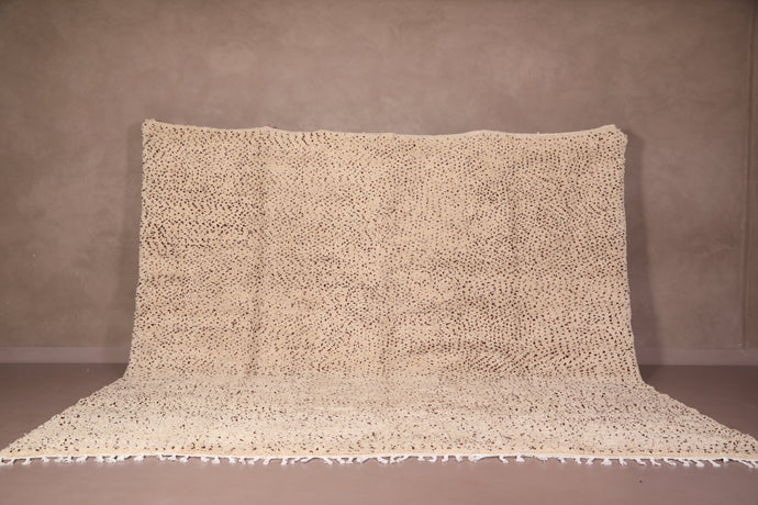 Moroccan Rug - Handmade Shag Carpet | Ivory with Speckled Brown Pattern