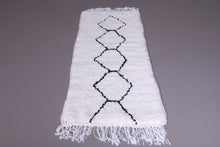 Custom beni ourain runner rug - Cream wool with black diamond design