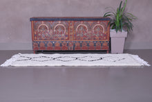 Custom beni ourain runner rug - Cream wool with black diamond design