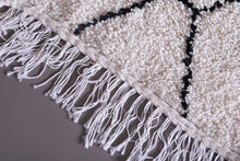 Custom beni ourain runner rug - Cream wool with black diamond design