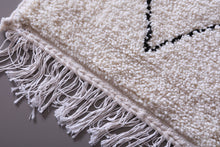 Custom beni ourain runner rug - Cream wool with black diamond design
