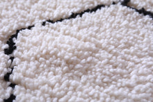 Custom beni ourain runner rug - Cream wool with black diamond design