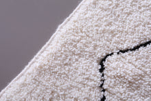 Custom beni ourain runner rug - Cream wool with black diamond design