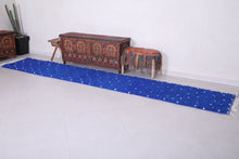 Custom royal blue Moroccan runner rug - Dotted wool look